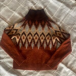 High neck  sweater sincerely Jules extra small rust burgundy tan